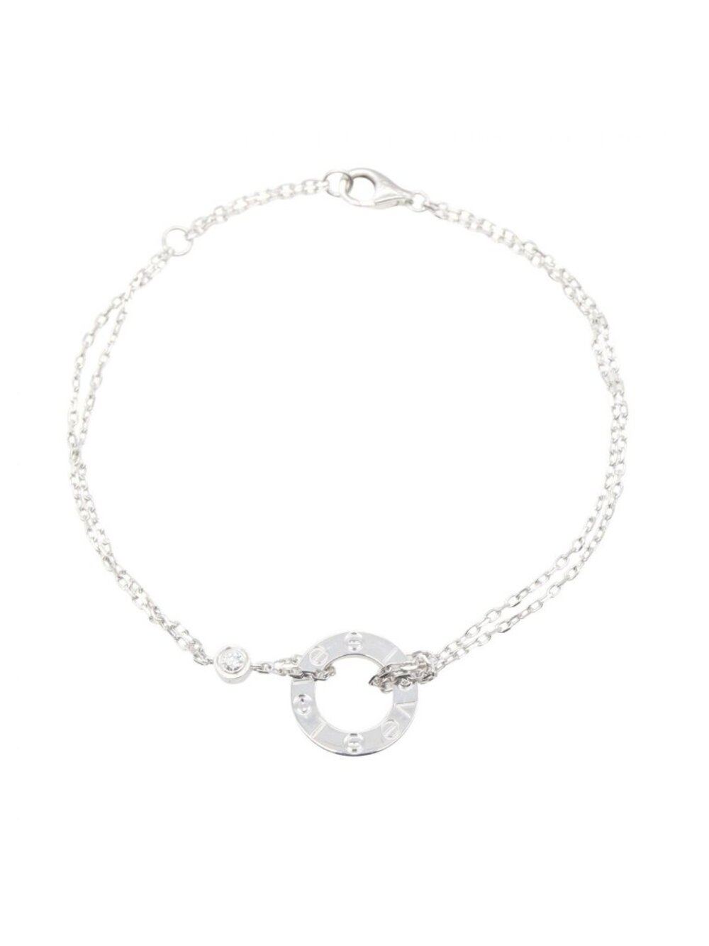 Cartier Bracelet Love Circle Diamond 16 18 cm 18k White Gold